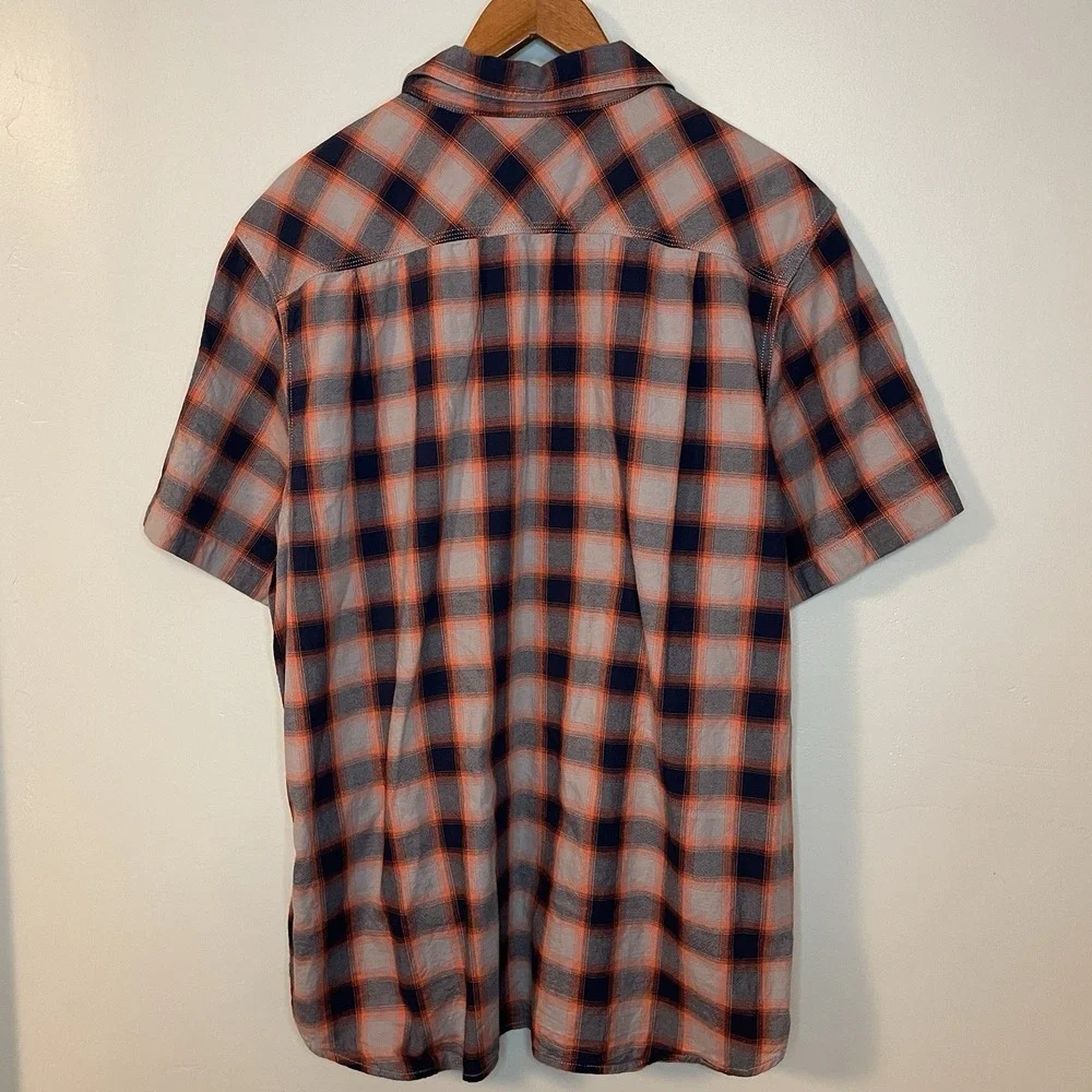 The North Face Men's XL Orange ‎ Plaid Check Button Down Top Casual